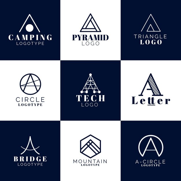 Flat design a logo templates pack