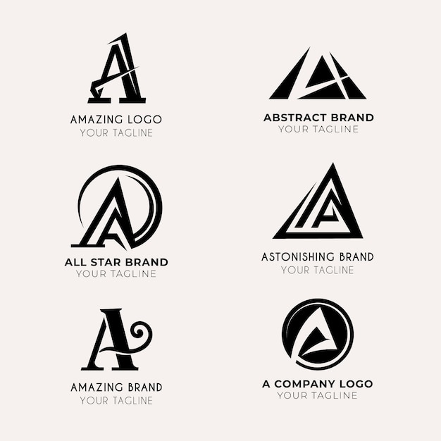 Free vector flat design a logo templates set