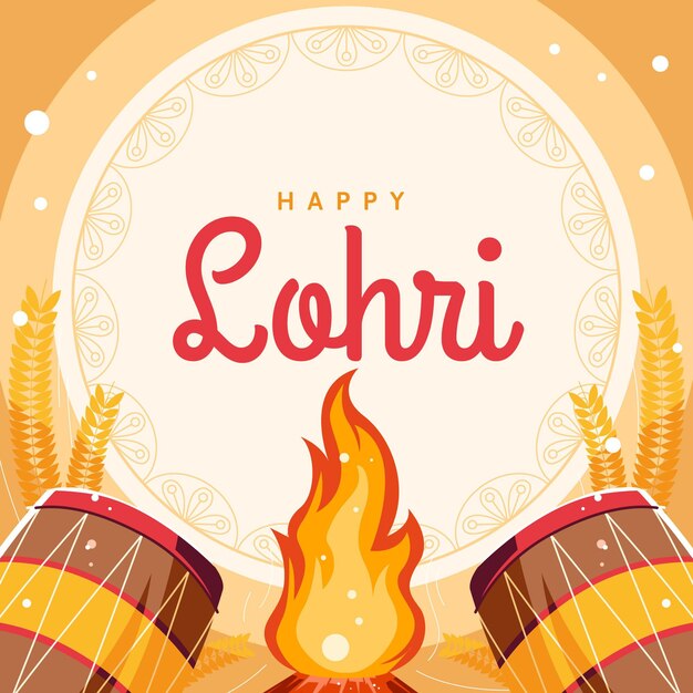 Free Vector flat design lohri bonfire