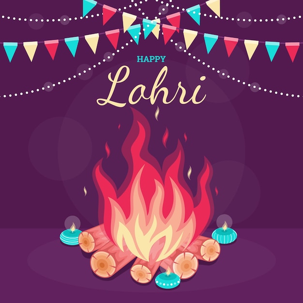 Flat design lohri concept