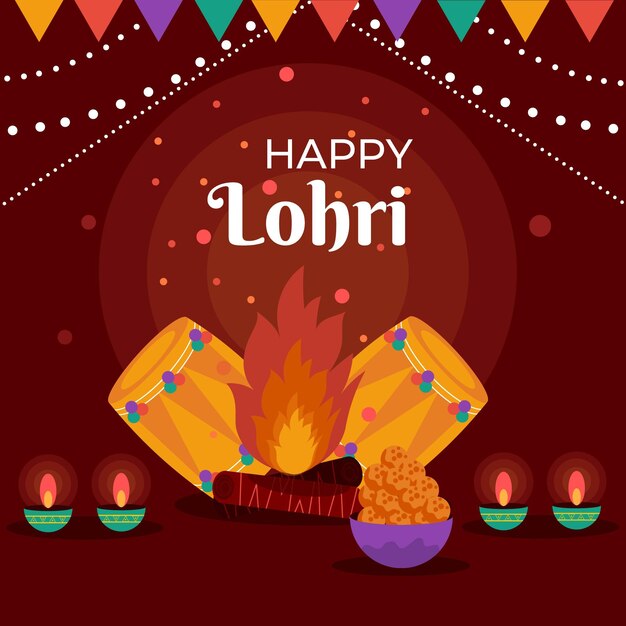 Flat design lohri day