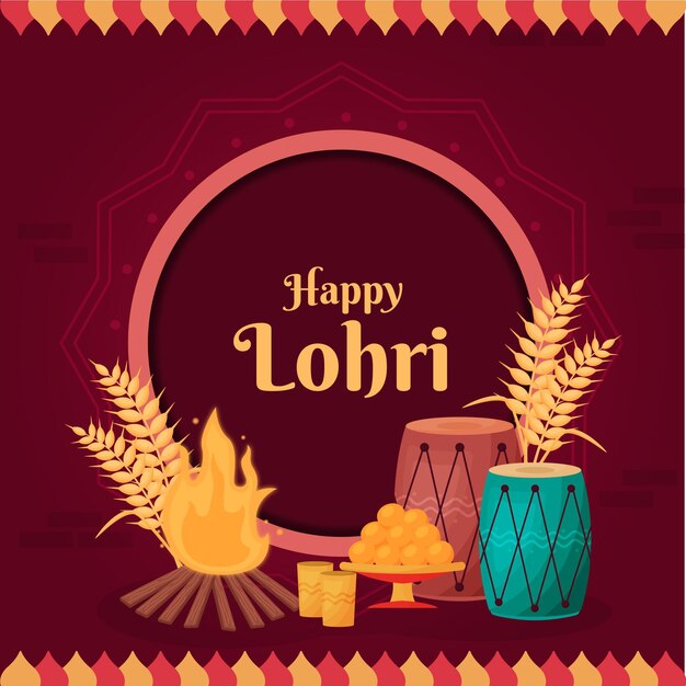 Flat design lohri festival