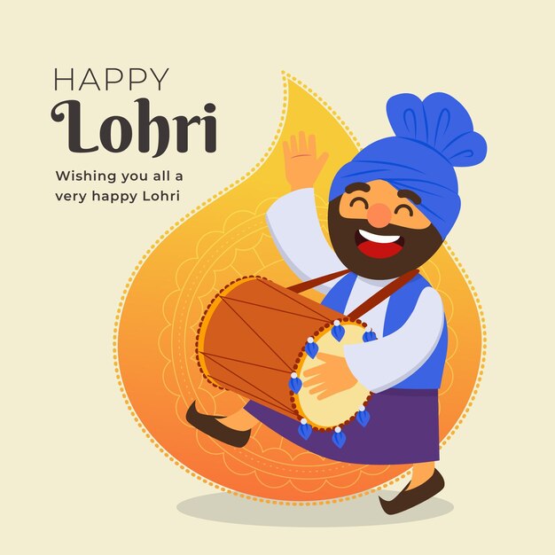 Flat design lohri festival