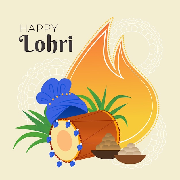 Flat design lohri festival