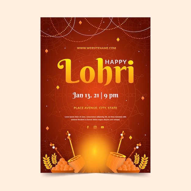 Free vector flat design lohri poster template