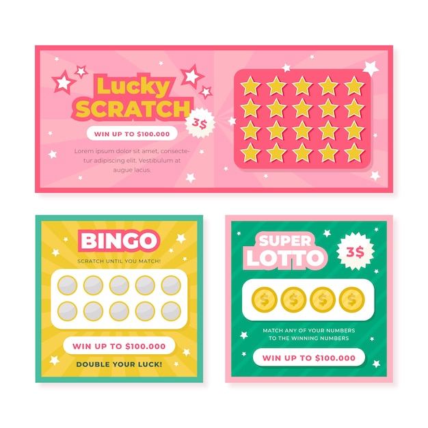 Flat design lottery ticket bundle