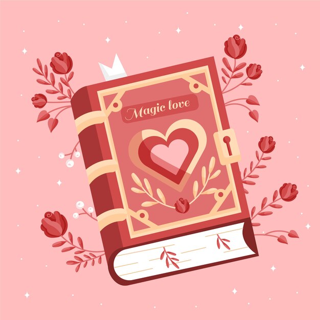 Flat design love book illustration