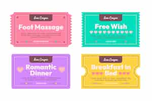 Free vector flat design love coupons illustration set