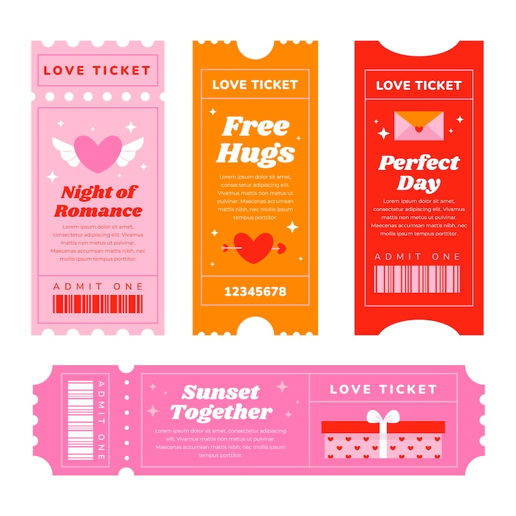 Free Vector flat design love coupons set