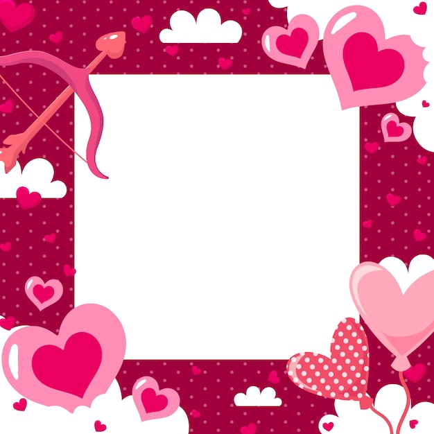 Flat design love photo frame template