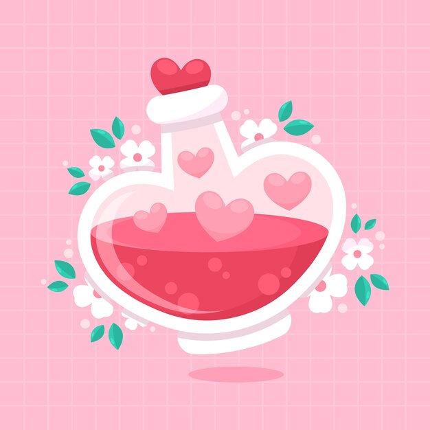 Flat design love potion illustration