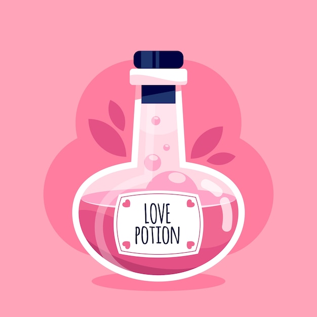 Flat design love potion illustration