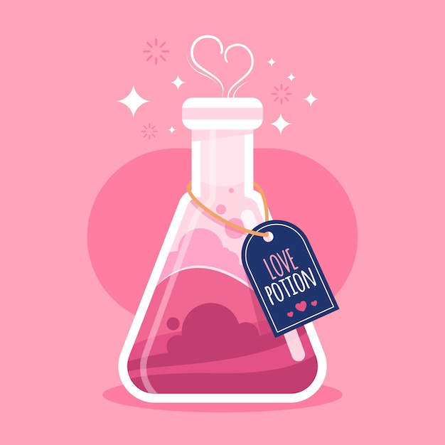 Flat design love potion illustration