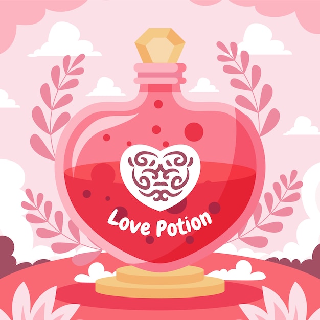 Flat design love potion illustration