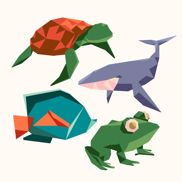 Free vector flat design low poly animals elements