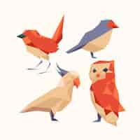 Free vector flat design low poly animals elements