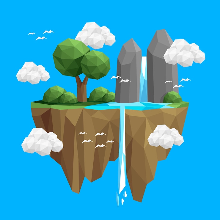 Free Vector flat design low poly landscape illustration