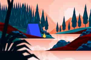 Free vector flat design low poly landscape illustration