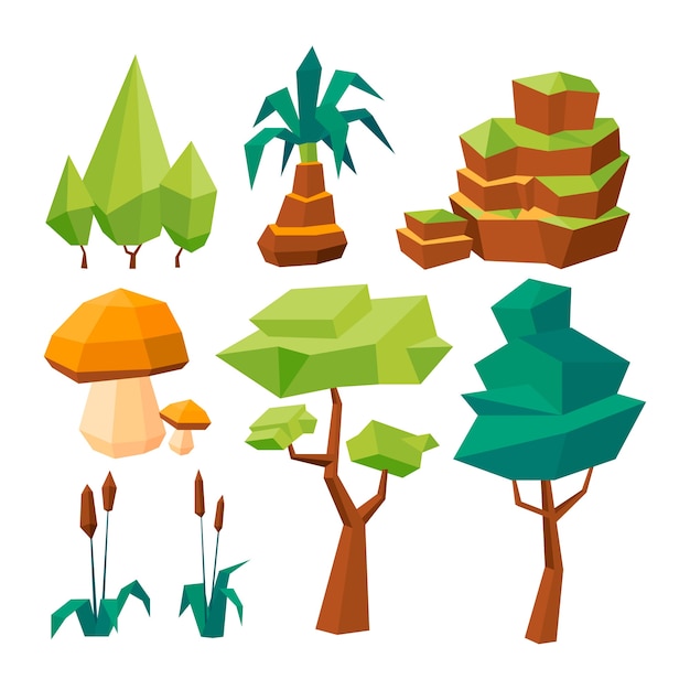 Free vector flat design low poly nature element