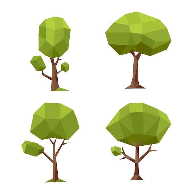 Flat design low poly nature elements