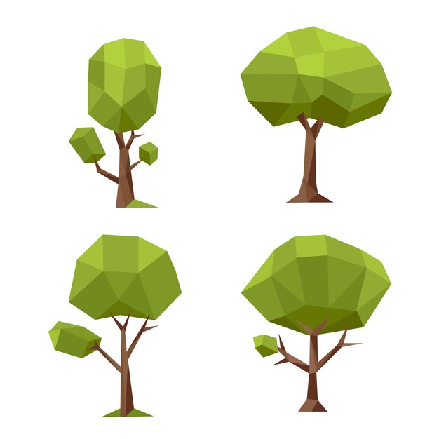 Flat design low poly nature elements