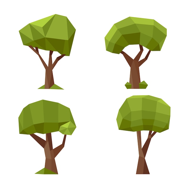 Elementi di natura low poly dal design piatto