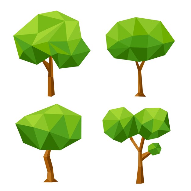 Flat design low poly nature elements