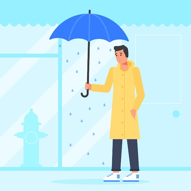 Flat design low self esteem illustration with man