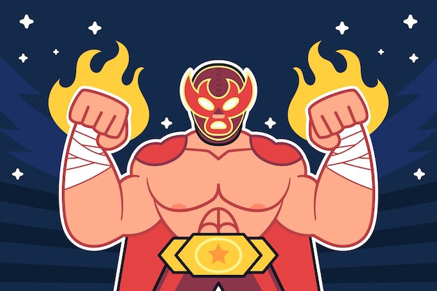 Flat design luchador illustration