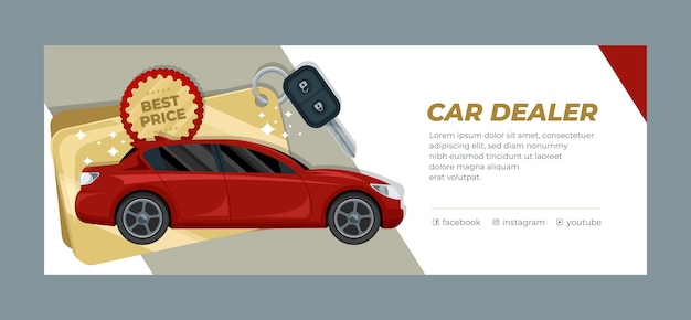 Vettore gratuito copertina facebook per rivenditore di auto di lusso dal design piatto