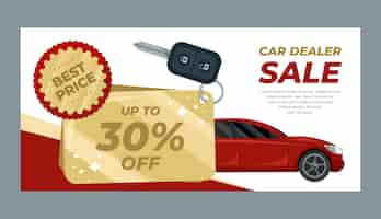 Free vector flat design luxury car dealer sale banner