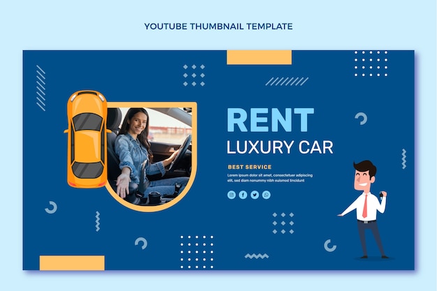 Flat design luxury car rental youtube thumbnail