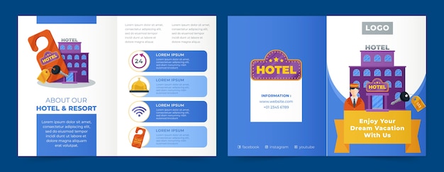 Flat design luxury hotel brochure