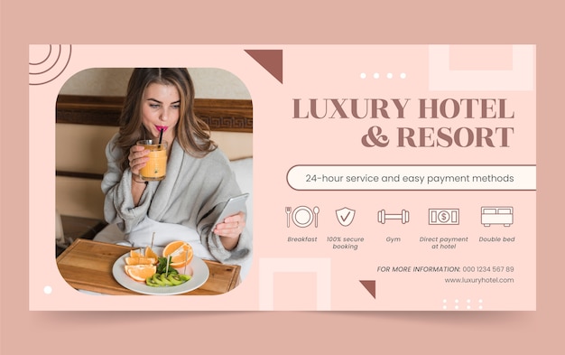 Flat design luxury hotel facebook template