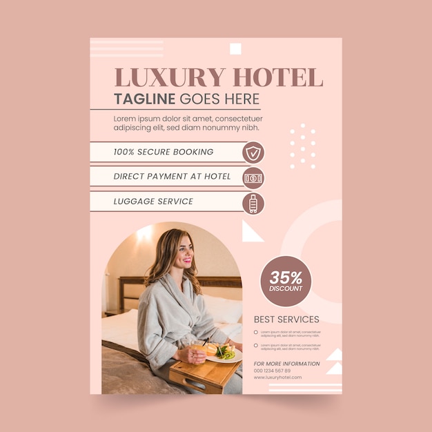 Free vector flat design luxury hotel poster template