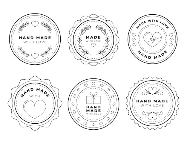 Free vector flat design made with love label pack