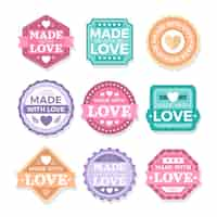 Free vector flat design made with love labels