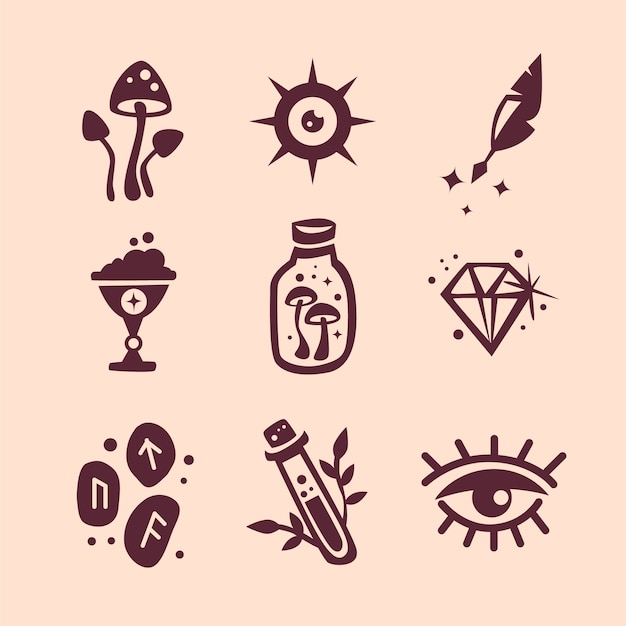 Free vector flat design magic symbols