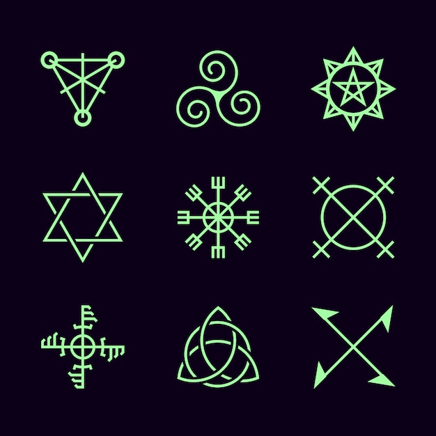 Бесплатное векторное изображение Магические символы плоского дизайна