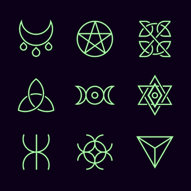 Flat design magic symbols