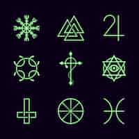 Бесплатное векторное изображение Магические символы плоского дизайна