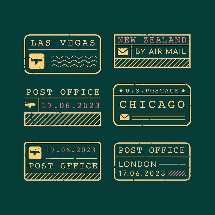 Free Vector flat design mail stamp set