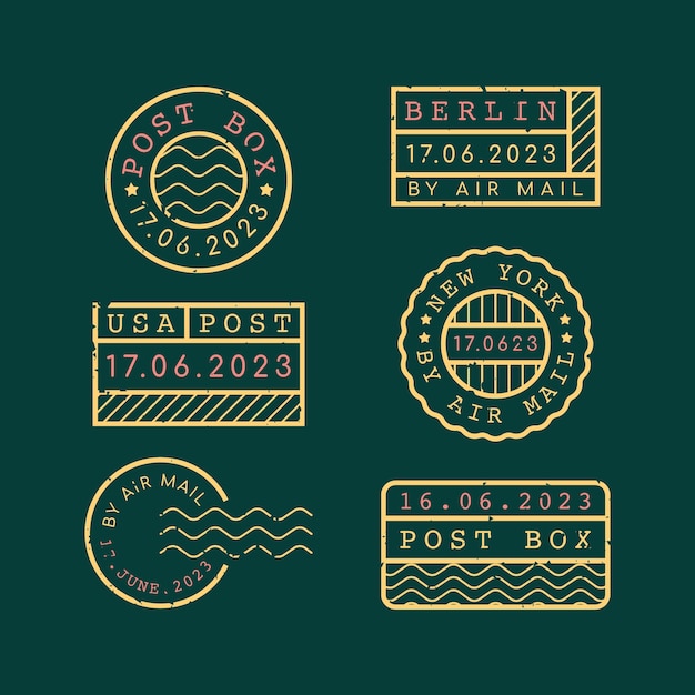 Flat design mail stamp set