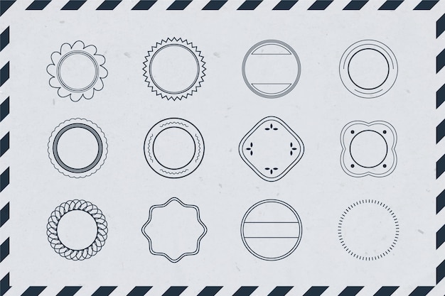 무료 벡터 평면 디자인 메일 스탬프 세트