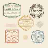 Free vector flat design mail stamp set