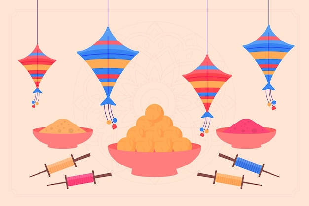 무료 벡터 평면 디자인 makar sankranti