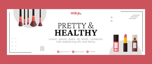 Flat design makeup artist twitter header