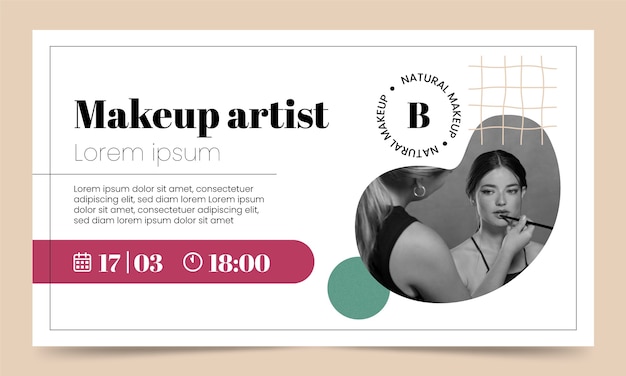 Free vector flat design makeup artist webinar template