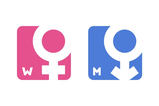 Simboli femminili maschili di design piatto