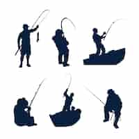 Free vector flat design man fishing silhouette